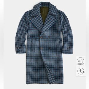 Todd Snyder Blue and Black/Grey Houndstooth Oversized Top Coat